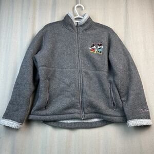 Walt Disney World Mickey and Minnie Gray Full Zip Fleece Women's Size Medium